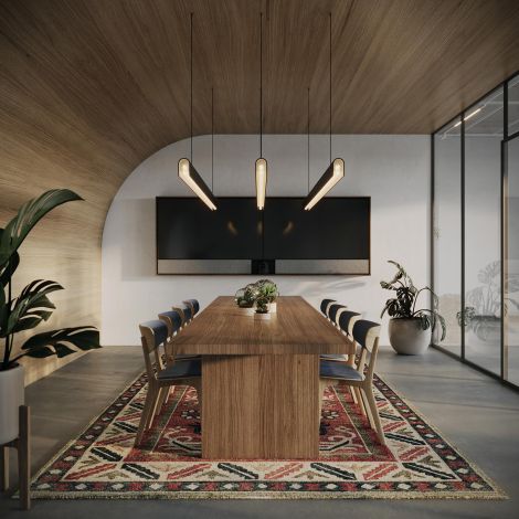 Modern conference room with wooden design