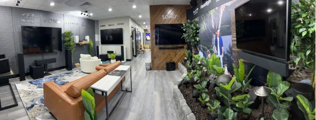 Modern showroom with smart home displays