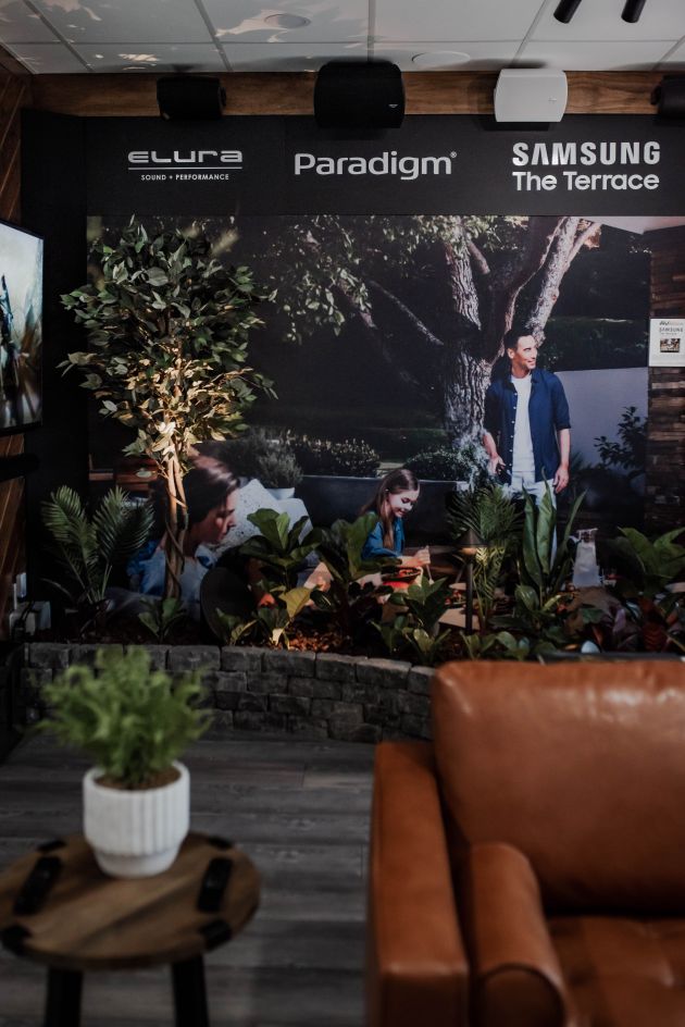 Showroom display with Samsung The Terrace setup
