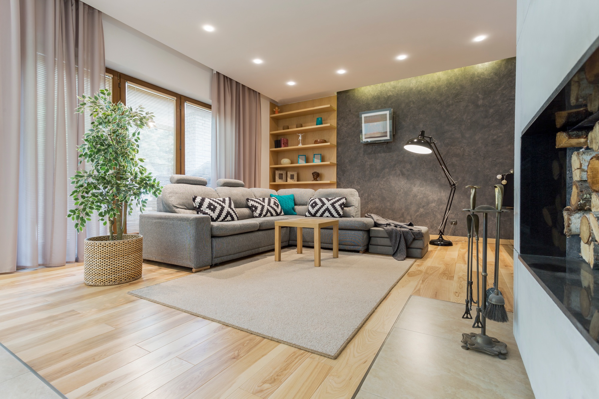 Cosy lounge room in shades of beige